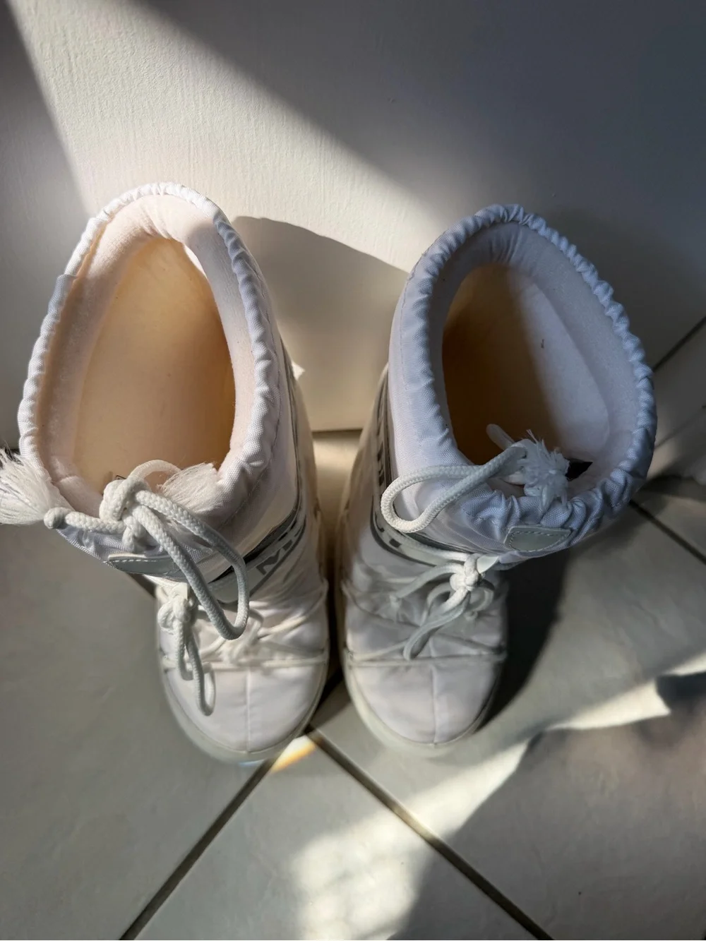 Moon Boots White and Light Gray Snow Boots